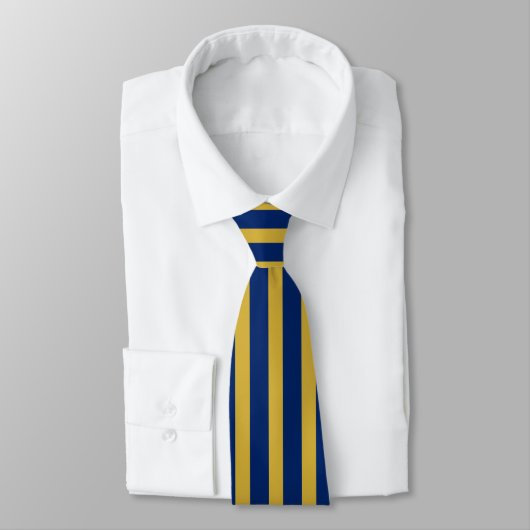Navy and Metallic Gold Striped Stylish Neck Tie ネクタイ (タイ)