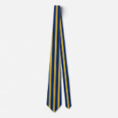 Navy and Metallic Gold Striped Stylish Neck Tie ネクタイ (正面)