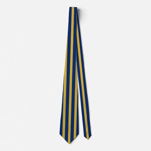 Navy and Metallic Gold Striped Stylish Neck Tie ネクタイ (正面)