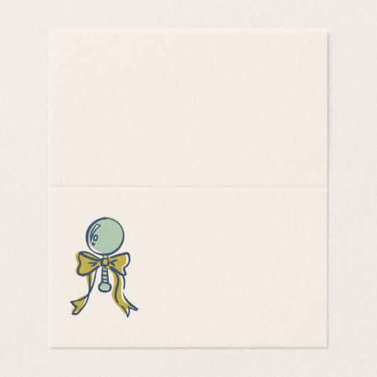 Navy and Mint Doodle Baby Rattle and Bow Blank (外部フラット)