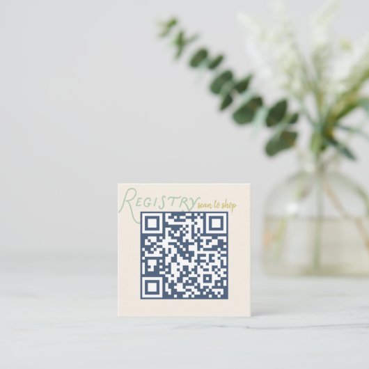 Navy and Mint Doodle Baby Registry QR Code エンクロージャーカード (スタンド正面)