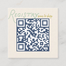 Navy and Mint Doodle Baby Registry QR Code エンクロージャーカード