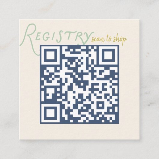 Navy and Mint Doodle Baby Registry QR Code エンクロージャーカード (正面)