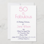 Navy and Pink 50th Birthday Invitation 招待状 (正面)
