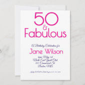 Navy and Pink 50th Birthday Invitation 招待状 (正面)