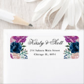 Navy and Purple Summer Flowers住所 ラベル (インサイチュ)