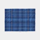 Navy and Royal Blue Plaid Pattern フリースブランケット (正面(横))