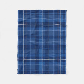 Navy and Royal Blue Plaid Pattern フリースブランケット