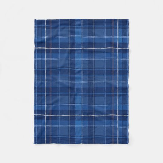 Navy and Royal Blue Plaid Pattern フリースブランケット (正面)