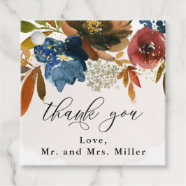 Navy and Rust Water color Bohoの結婚フローラ フェイバータグ