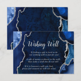 Navy and Silver Agate Wedding Wishing Well エンクロージャーカード