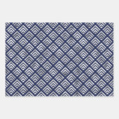 Navy and Silver Geometric Patterns Elegant ラッピングペーパーシート (正面)