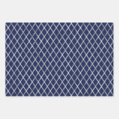 Navy and Silver Geometric Patterns Elegant ラッピングペーパーシート (正面3)