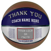 Navy and Silver, Personalized Basketball for Coach バスケットボール (正面)