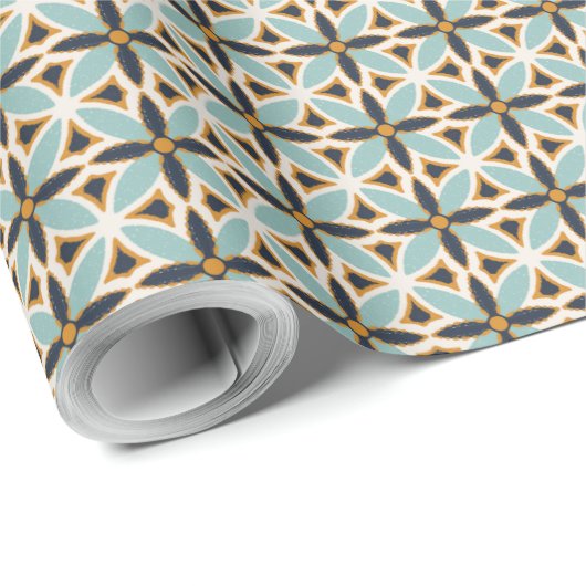 Navy and teal green textured mosaic Wrapping Paper ラッピングペーパー (ロールコーナー)