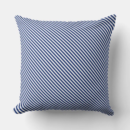 Navy and White Angled Stripes クッション (正面)