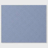 Navy and White Angled Stripes ラッピングペーパー (フラット)