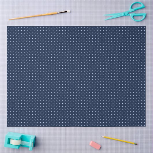 Navy and White Polka Dot Tissue Paper 薄葉紙 (クラフト)