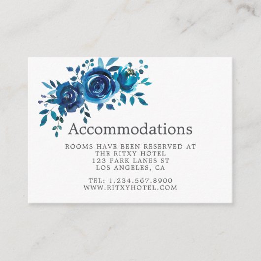 Navy and White Water 結婚 Colorの宿泊施設 エンクロージャーカード (正面)