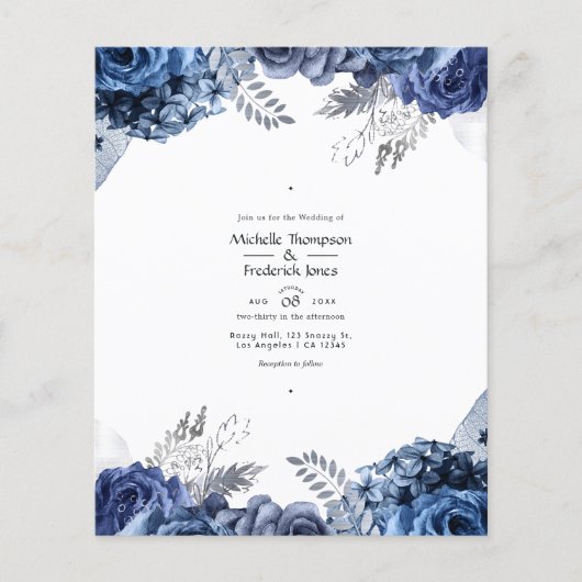 Navy and White with Silver Foil 結婚フローラ チラシ (正面)