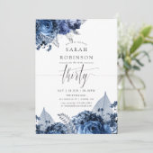 Navy and White with Silver Foil 30th Birthday 招待状 (スタンド正面)
