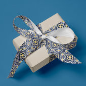 Navy and Yellow Mediterranean Pattern グログランリボン