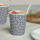 Navy and Yellow Mediterranean Tile Pattern 紙コップ