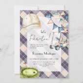 Navy Argyle Golf Cap Flag Lets Par-Tee Baby Shower 招待状 (正面)