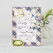 Navy Argyle Golf Cap Flag Lets Par-Tee Baby Shower 招待状 (スタンド正面)