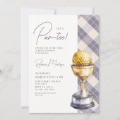 Navy Argyle Golf Trophy Lets Par-Tee Baby Shower 招待状 (正面)