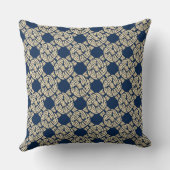 Navy Art Deco Interlaced Rope Pattern クッション (裏面)