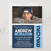 Navy & Baby Blue卒業写真発表 招待状 (正面)