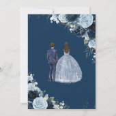 Navy Baby Blue Floral Twins Boy Girl Quinceanera 招待状 (裏面)