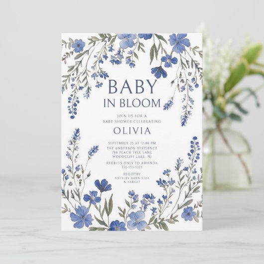 Navy Baby in Bloom Shower Invitation 招待状 (スタンド正面)