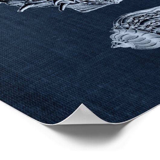 Navy Beach Decor Seashell Print no. 10 ポスター (角)