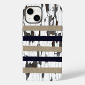 Navy / Beige / White Stripes over Peeling Wood Case-Mate iPhoneケース (裏面)
