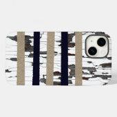 Navy / Beige / White Stripes over Peeling Wood  Case-Mate iPhoneケース (裏面 (横))