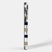 Navy / Beige / White Stripes over Peeling Wood  Case-Mate iPhoneケース (裏面 / 右)