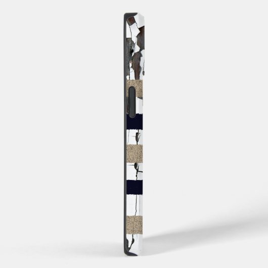 Navy / Beige / White Stripes over Peeling Wood Case-Mate iPhoneケース (裏面 / 右)