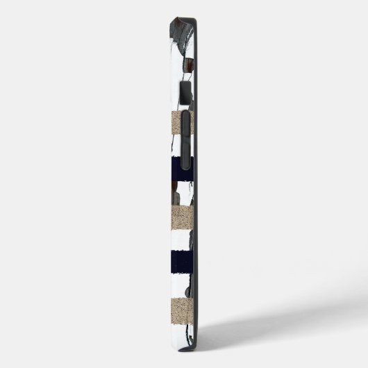 Navy / Beige / White Stripes over Peeling Wood Case-Mate iPhoneケース (裏面 / 左)