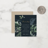 Navy Black Green Leafy Tropical Folids Thank ノートカード (正面/裏面インサイチュ)