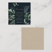 Navy Black Green Leafy Tropical Folids Thank ノートカード (正面/裏面)