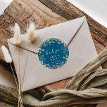 Navy Bliss Boho Wildflower Thank You Wedding Favor ラウンドシール<br><div class="desc">This navy bliss boho wildflower thank you wedding favor classic round sticker is perfect for a rustic wedding. The design features pink, purple, blush, yellow, dusty blue, red, burgundy meadow wild flowers assembled in a seamless and delightful floral pattern, evoking natural beauty. Make the sticker labels your own by including...</div>