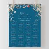 Navy Bliss Wildflower Alphabetical Seating Chart ポスター