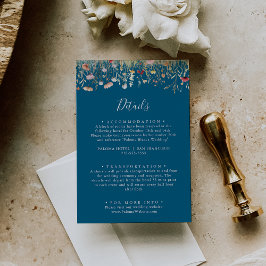 Navy Blissful Boho Wildflower Wedding Details エンクロージャーカード