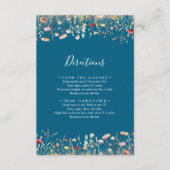 Navy Blissful Boho Wildflower Wedding Directions エンクロージャーカード (正面)