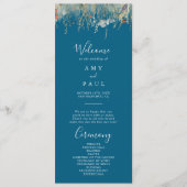 Navy Blissful Boho Wildflower Wedding Program プログラム (正面)