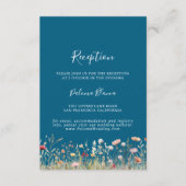 Navy Blissful Boho Wildflower Wedding Reception  エンクロージャーカード (正面)