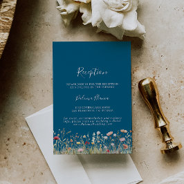 Navy Blissful Boho Wildflower Wedding Reception  エンクロージャーカード