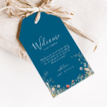 Navy Blissful Boho Wildflower Wedding Welcome ギフトタグ<br><div class="desc">These navy blissful boho wildflower wedding welcome gift tags are perfect for a rustic wedding. The design features pink, purple, blush, yellow, dusty blue, red, burgundy meadow wild flowers assembled in a seamless and delightful floral pattern, evoking natural beauty. These tags are perfect for hotel guest welcome bags and destination...</div>